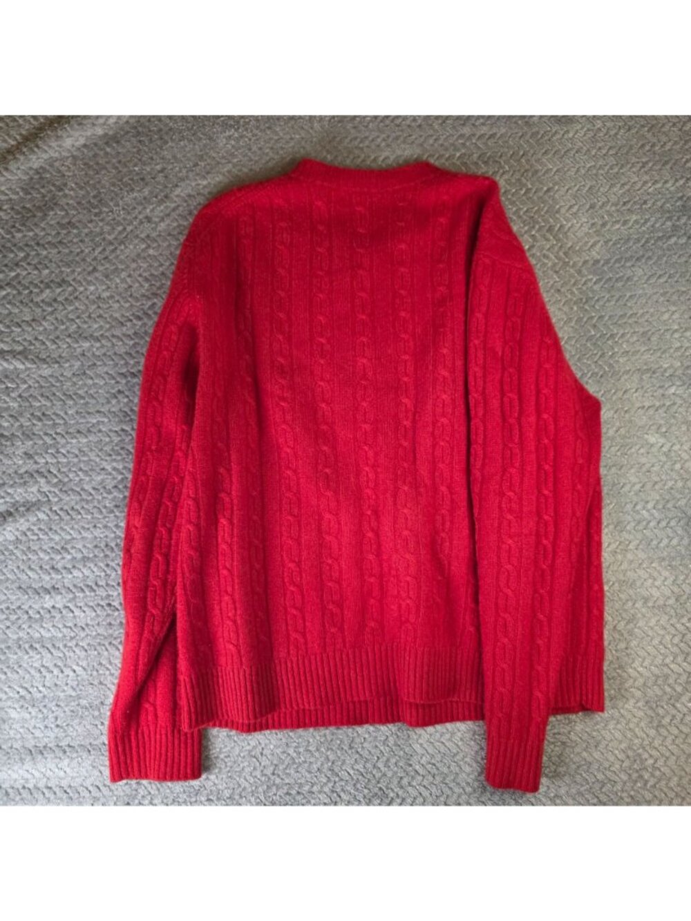 Grant Thomas Mens XL Red Cashmere Cable Knit Sweater Two-Ply Soft Classic Style - Picture 8 of 9